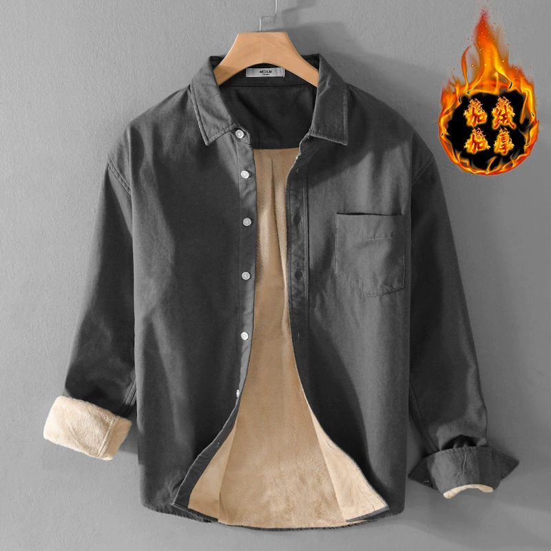 Зимняя новая толстая плюшевая мужская рубашка повседневная простая дикая хлопковая теплая и холодная молодежная рубашка 9421
