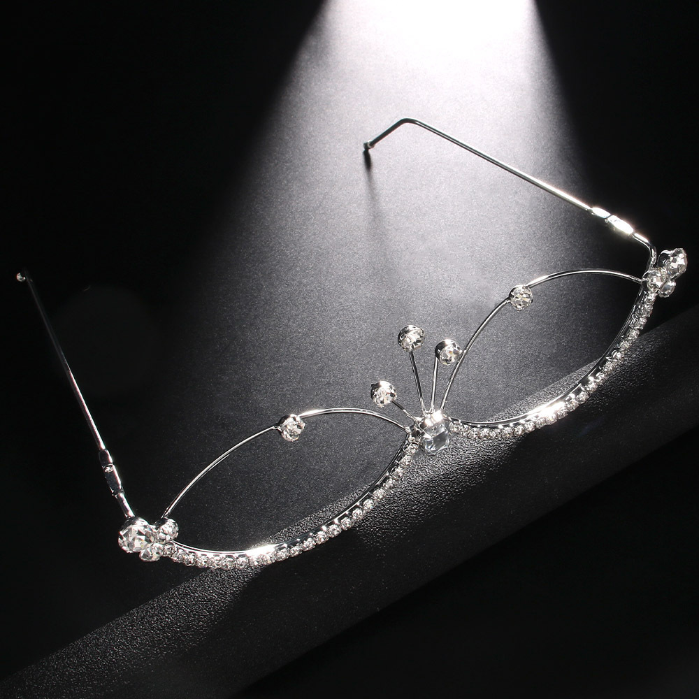 Transfronterizo nuevo marco de gafas de diamantes de imitación personalidad de la moda europea y americana cara de diamante completo joyería accesorios bola marco de los ojos