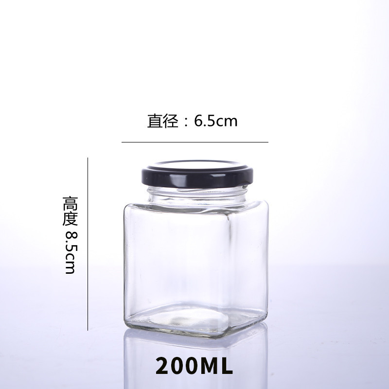メーカー卸売り角形蜂蜜ガラス瓶密封缶味噌汁瓶200ml梨膏瓶1斤300g入膏滋瓶|undefined