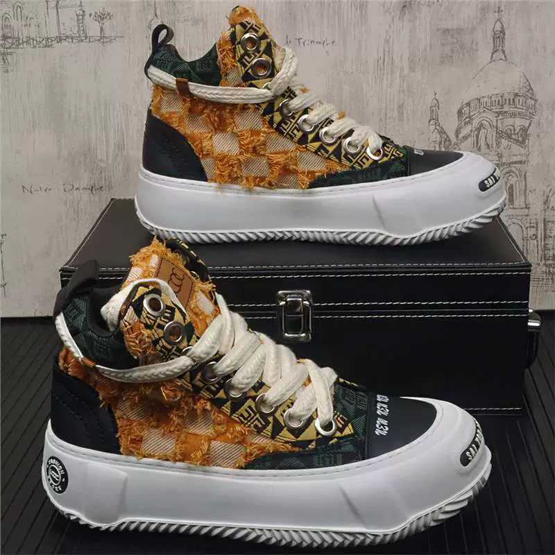 Высокая обувь мужская весна и осень новая молодежная мода дышащая повседневная обувь корейская модная мужская обувь модная доска обувь