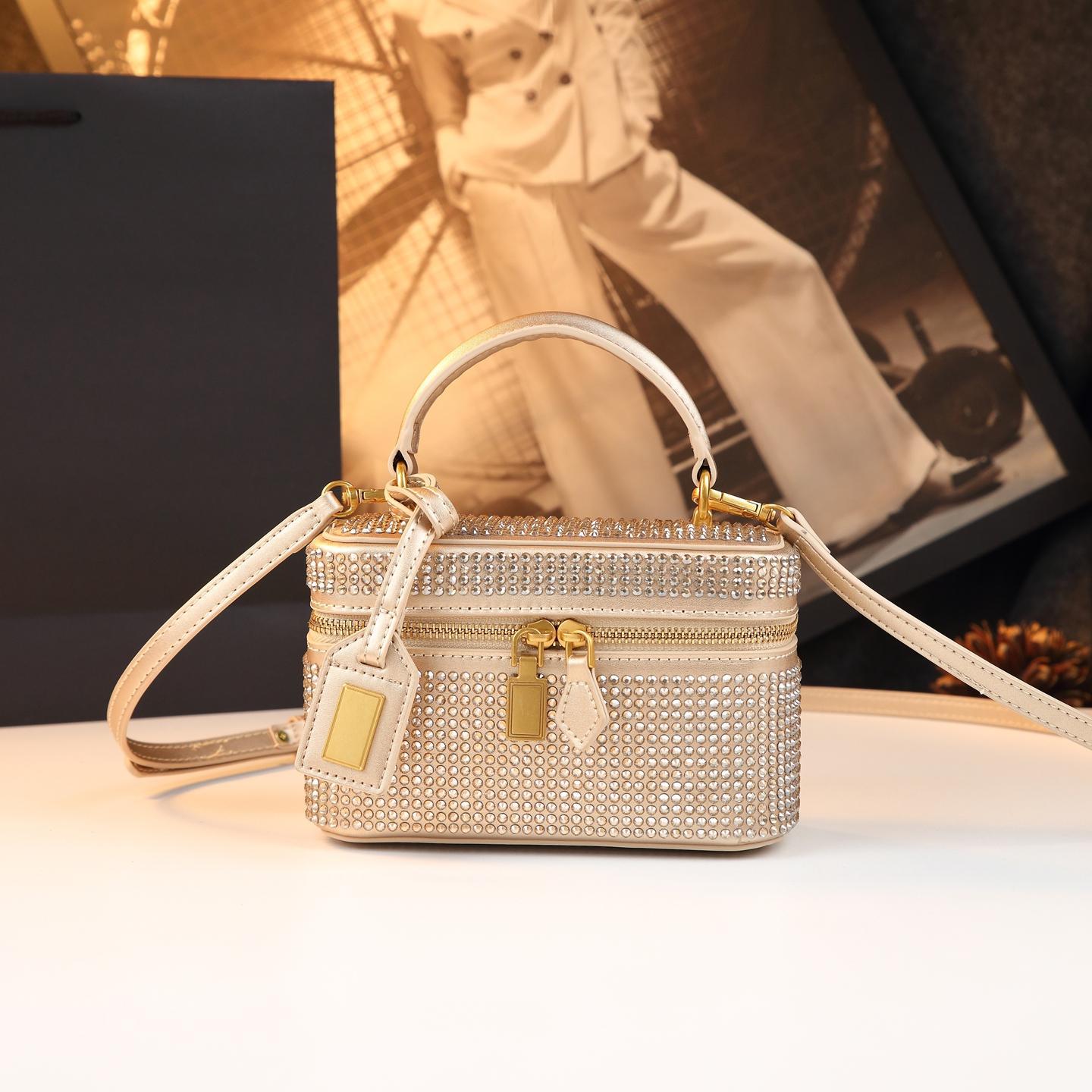 Túi xách nữ đính đá dạ tiệc phong cách cao cấp, đeo vai và đeo chéo — Rhinestone Champagne vàng, Rhinestone đen, Xanh da trờicolor, Rhinestone màu hồng
