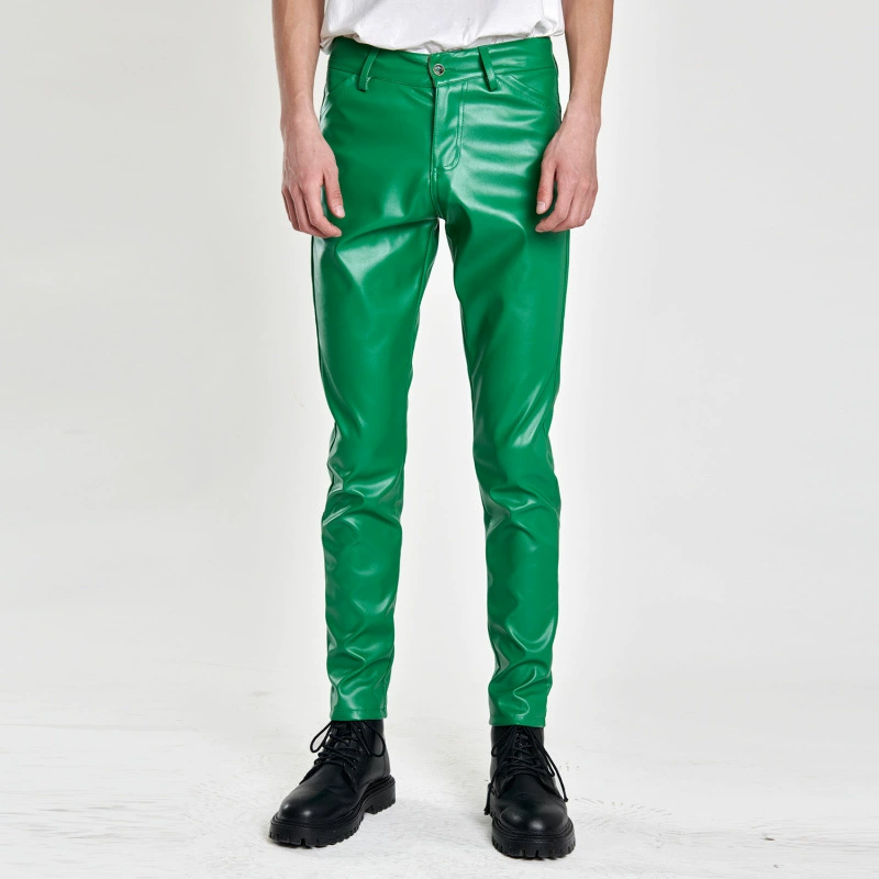 Мужские летние тонкие весенние эластичные зеленые дышащие брюки, slim fit