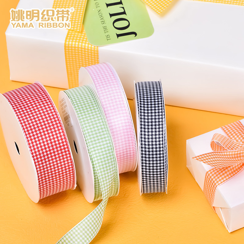 Yao Ming cinta de regalo flor arco cinta de embalaje hecho a mano DIY cinta a cuadros caja de regalo cinta de embalaje