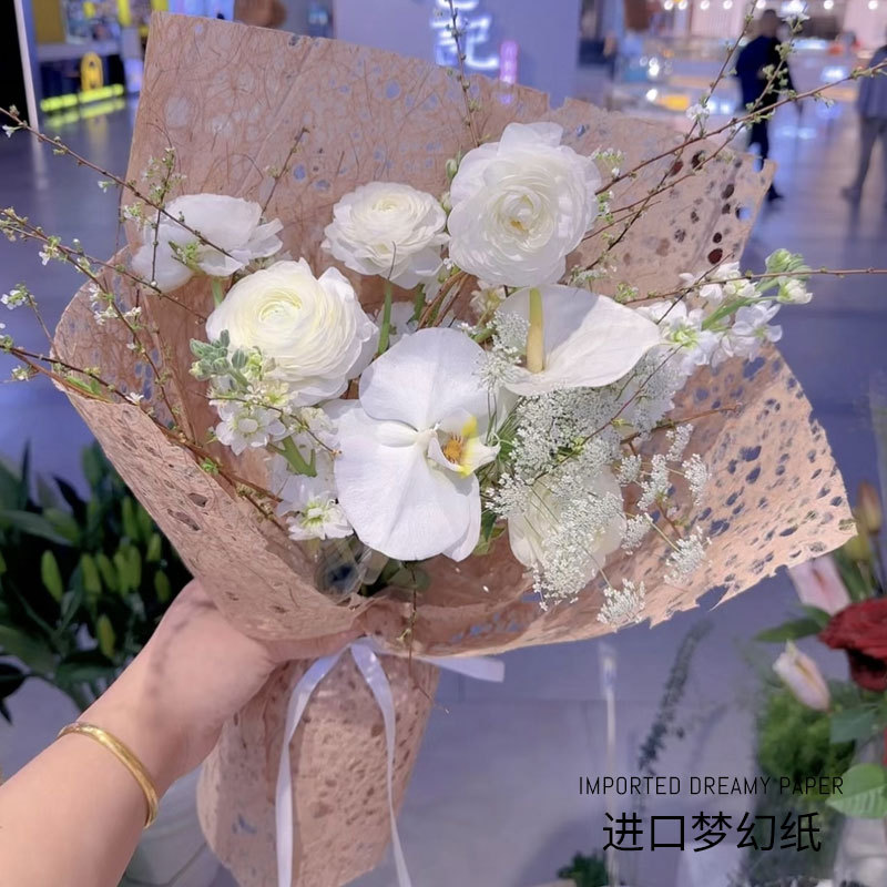 Huaxi retro cáñamo papel de arte hueco ramo de flores papel de embalaje creativo floristería material de bricolaje hecho a mano