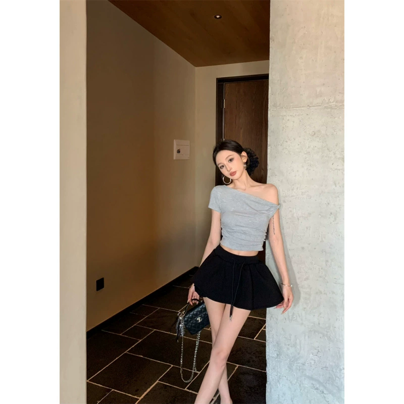 2025 женская футболка с открытыми плечами