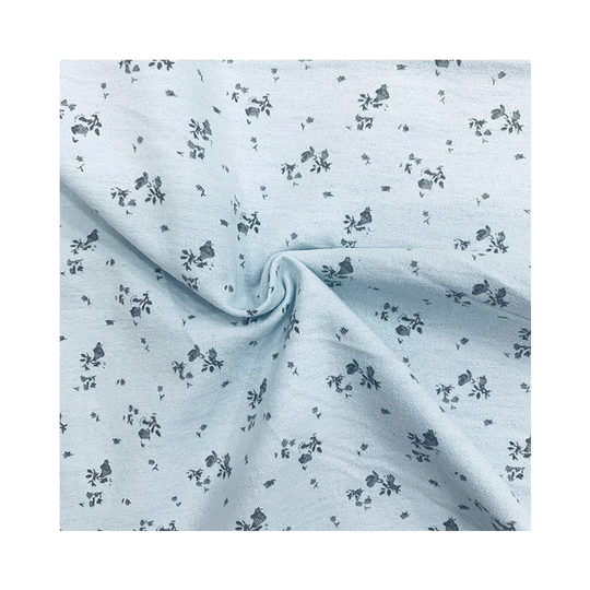 Cotton Flannel Sanding Printed Fabric Small Fresh Floral Ginseng Flower Children's Wear Shirt for Autumn and Winter Korean Soft Fabric