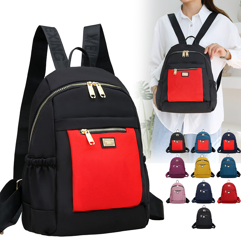 Multi-capa ligera de gran capacidad madre bolsa de viaje de ocio al aire libre de las mujeres mochila portátil simple contraste de color mochila