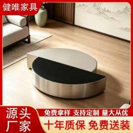 意式极简圆形茶几创意客厅铁艺茶几北欧轻奢金属沙发边几角几茶几
