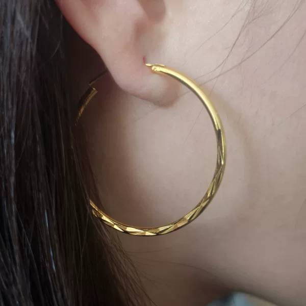 Wish Popular Accessories 18K Gold-Plated Diameter 1.4inch Large Ring Geometric Concave and Convex Women's Beauty-Select Earrings