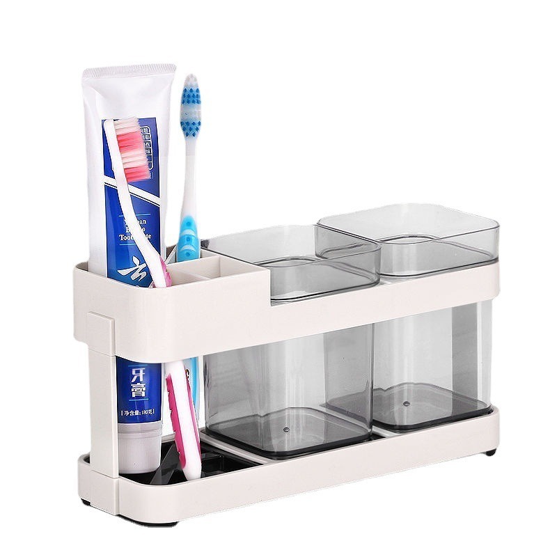 Conjunto de soporte de tazas de dientes creativo de escritorio enjuague bucal cepillo de dientes estante de almacenamiento de tazas de lavado de baño sin agujeros