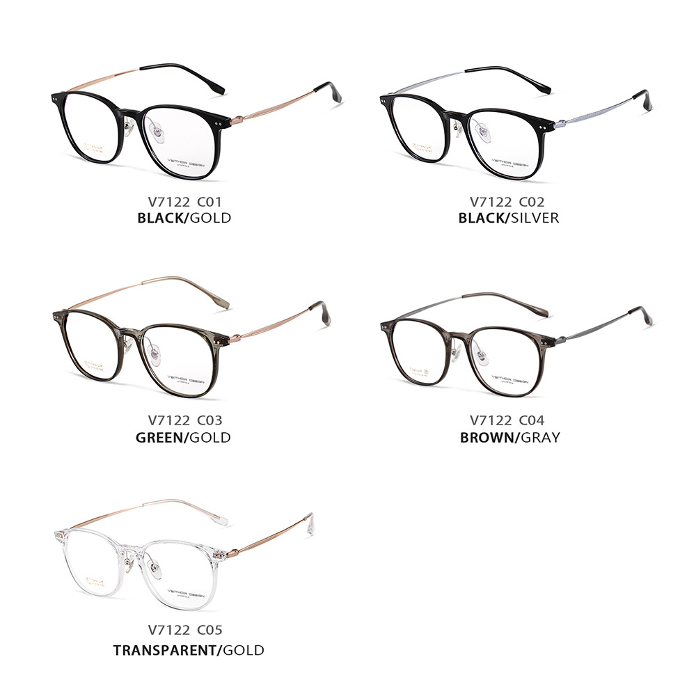 Pie de titanio puro marco de espejo de miopía óptica retro marco de ojo para hombres y mujeres puede estar equipado con grado al por mayor 7122