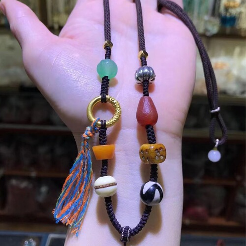 Wholesale Tibetan heavy industry hand-woven necklace rope beeswax and jade thangka universal pendant rope women's and men's jewelry rope
