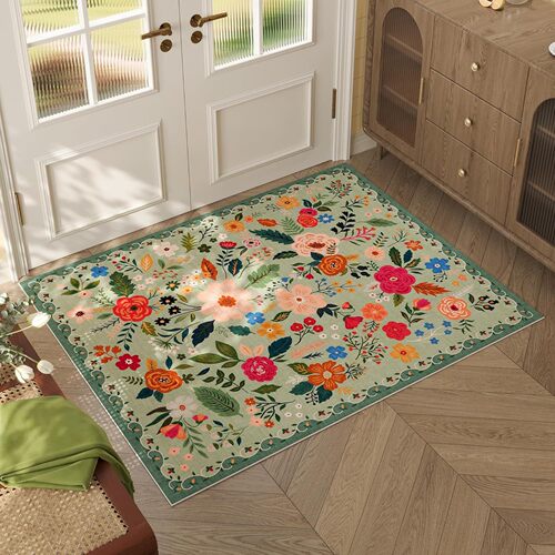 Cross-border flower carpet bathroom mat bathroom absorbent mat household durable anti-slip front door mat bedroom bed side mat