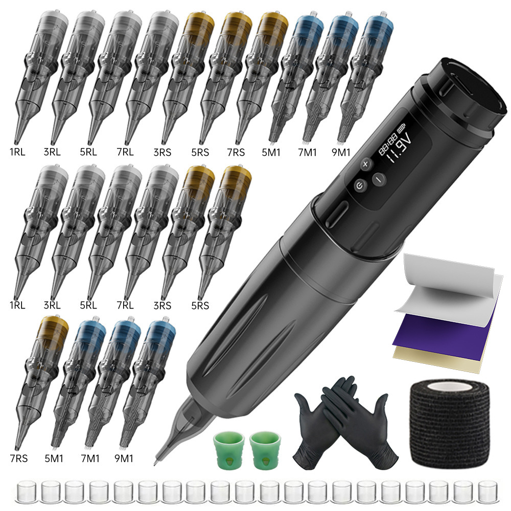 Tuffking máquina de tatuaje máquina de bordado pantalla digital batería pluma de corte de alambre niebla pluma de tatuaje inalámbrica profesional multifuncional