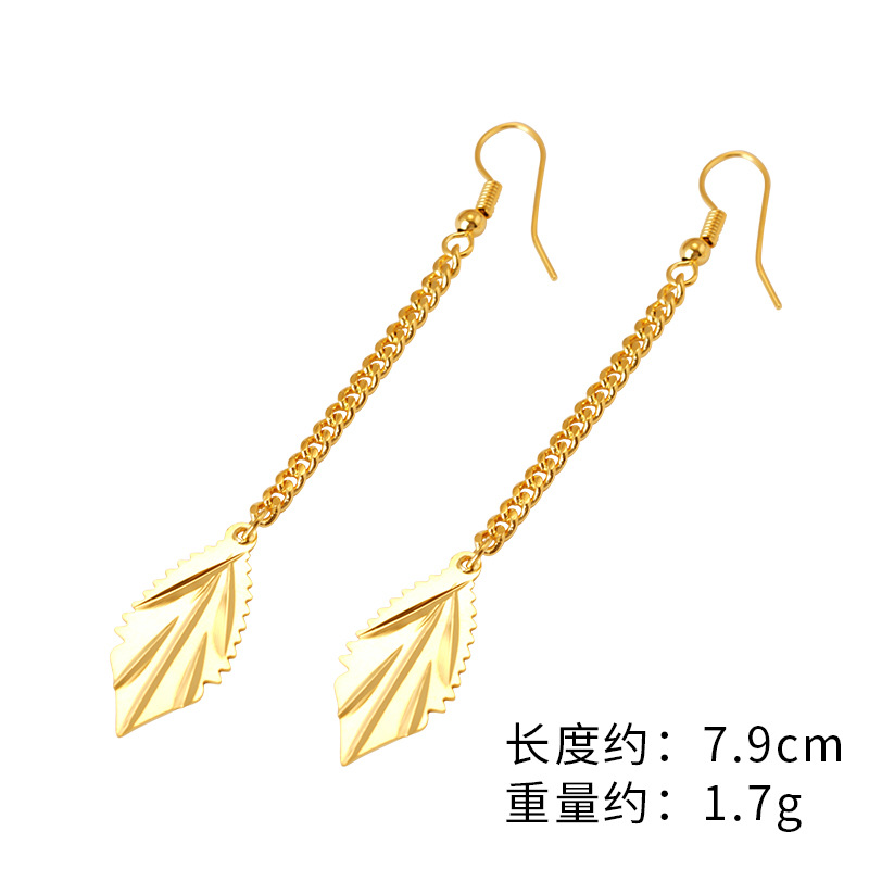 Vietnam arena oro largo borla pendientes simple gran temperamento deja cuentas redondas cinco líneas borla oído joyería al por mayor