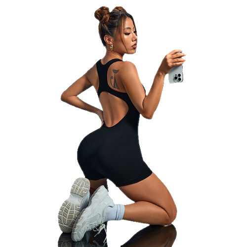 Transfronterizo europeo y americano nuevo alto elástico sexy piel-friendly cuerpo que forma ropa fitness vientre contrayendo espalda apretado chaleco mono