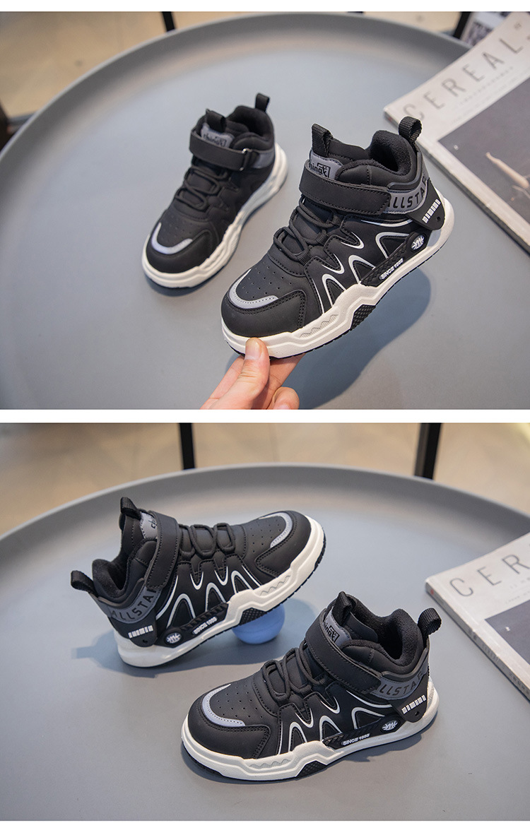Children's Winter Running Shoes With Velcro Straps And Padding_voghion.com