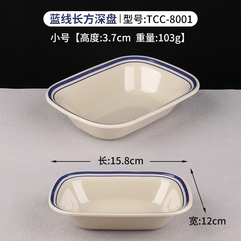 블루 라인 스몰 사이즈 직사각형 깊은 플레이트 TCC-8001