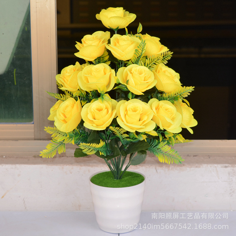 Nanyang pantalla flor artificial en stock venta al por mayor artificial Rosa 18 ronda Rosa Flor de seda 18 falso ramo arreglo floral ramo