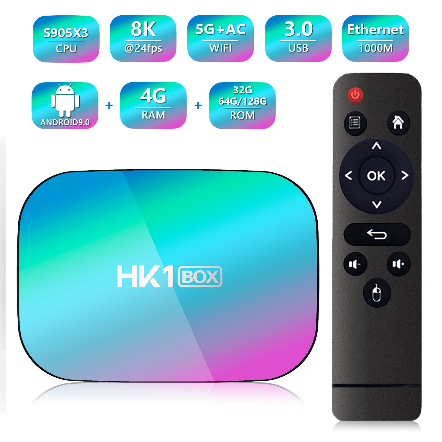HK1 BOX 机顶盒 S905X3 安卓9.0 TV BOX 网络播放器双频 WIFI+BT详情2