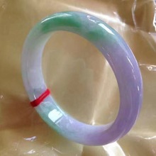 缅甸冰糯种春彩翡翠阳绿紫罗兰半紫半绿淡紫淡绿翡翠手镯送礼
