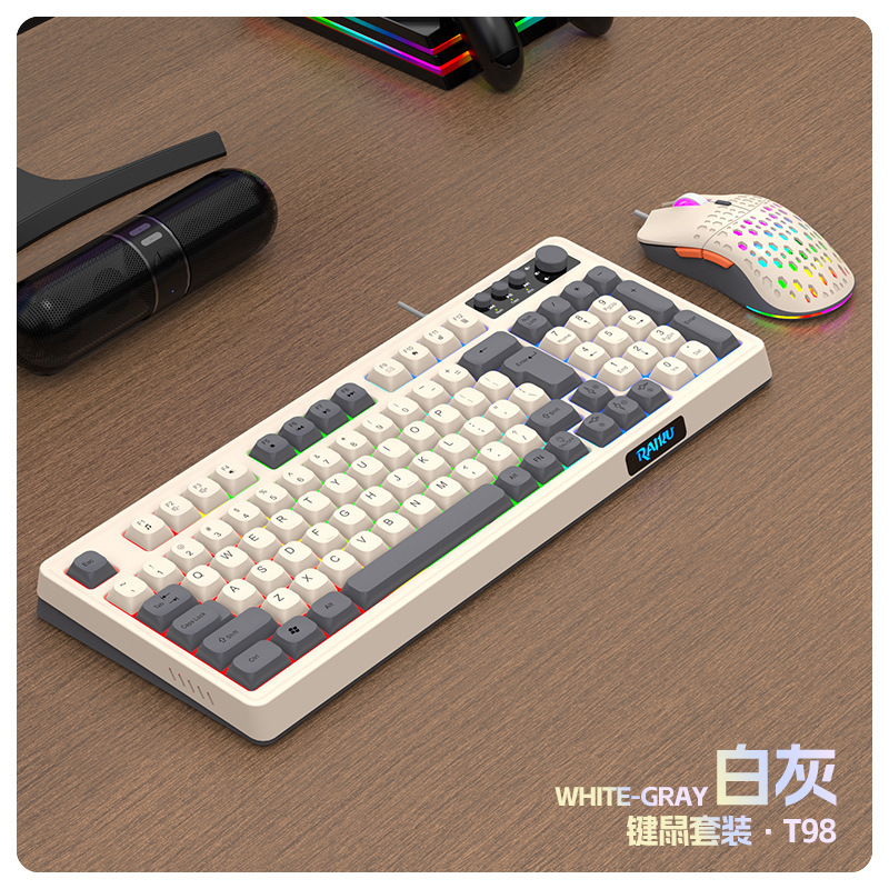 RAIKU雷魁K98/T98客制化游戏键盘鼠标套装三拼色有线发光台式98键|undefined