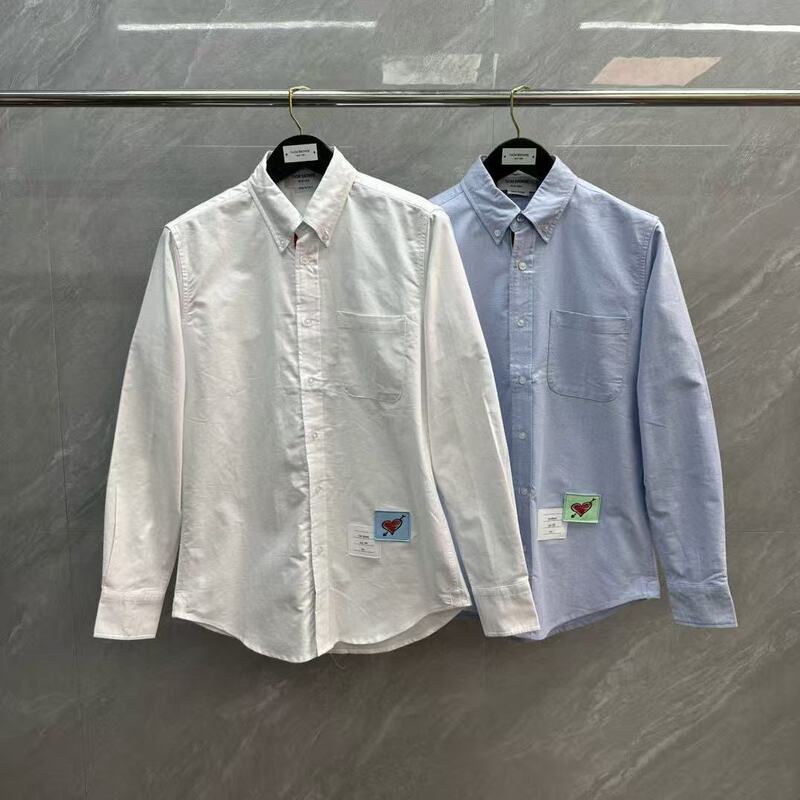 Factory Direct Sale Tb Chinese Valentine's Day Limited Placket Webbing Oxford Long-Sleeve Shirt Casual Versatile Unisex Shirt Factory Direct Sale Tb Chinese Valentine's Day Limited Placket Webbing Oxford Long-Sleeve Shirt Casual Versatile Unisex Shirt