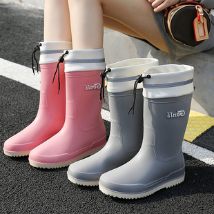 Rain boots women's waterproof girdle solid color mid-barrel rain boots waterproof non-slip wear-resistant outdoor kitchen work water shoes wholesale
