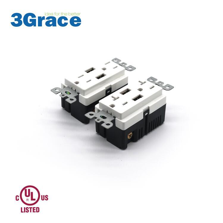 工厂热卖 美标USB墙壁插座快充插座4.2A 快速充电插座