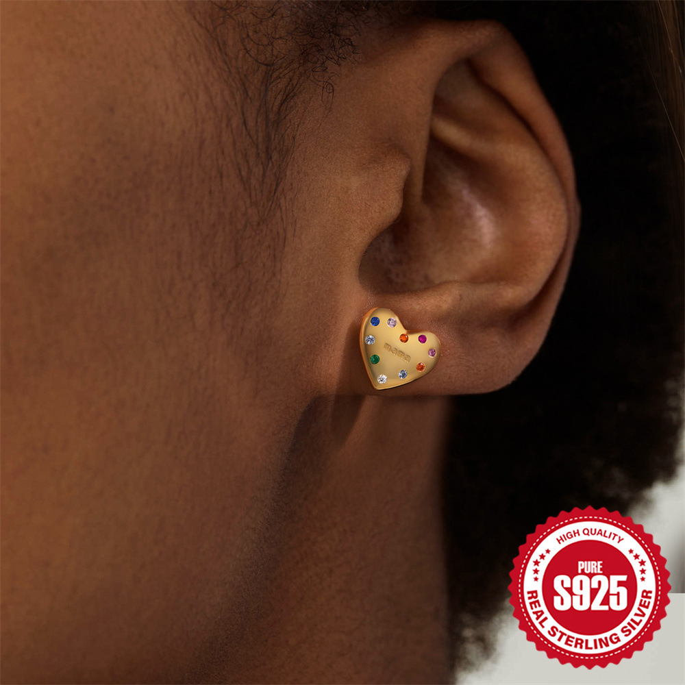 3g Weight 925 Sterling Silver Ear Needle Material 18K Gold Plated Plating Material Ear Studs Classification 1 Pair Quantity Daily, Festival Occasion 925 Sterling Silver Material Mother'S Day Festival Heart Shape Pattern All Seasons Season Unisex Gender Simple Style Style 1 Pair 18K Gold Plated 925 Sterling Silver 925 Sterling Silver Earrings Heart Shape Ear Studs 10