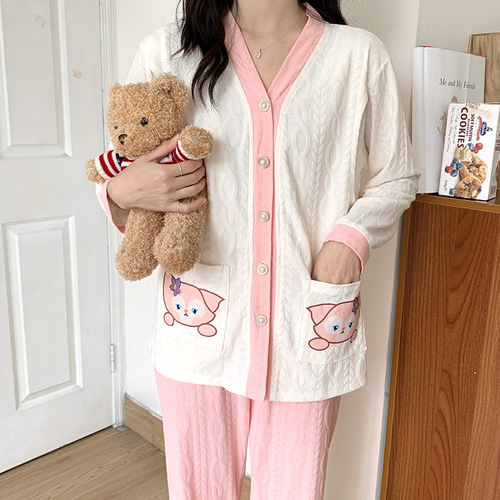 Pregnant women's pajamas for spring and summer maternity breastfeeding pure cotton thin confinement clothes for May postpartum home clothes for breastfeeding 4