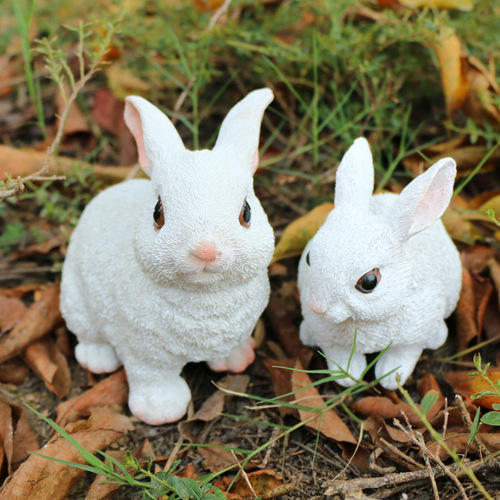 Outdoor simulated animal cute white rabbit ornament white rabbit figure decoration garden micro landscape decoration item