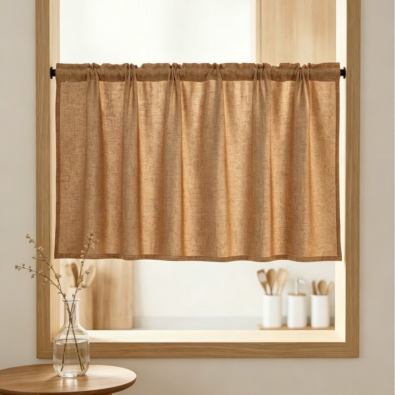 Tume Amazon Cross-Border Exclusive Supply of Linen Yarn Short Coffee Curtains, Semi-Blackout Solid Color Kitchen Cabinet Bay Window Curtains Tume Amazon Cross-Border Exclusive Supply of Linen Yarn Short Coffee Curtains, Semi-Blackout Solid Color Kitchen Cabinet Bay Window Curtains