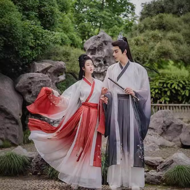 Original Hanfu 2026 New Style Jin-Style Couple's Set with Cross-Collar, Waist-Length, Printed, Large Hem, Chinese Style Outfit for Spring and Autumn Original Hanfu 2026 New Style Jin-Style Couple's Set with Cross-Collar, Waist-Length, Printed, Large Hem, Chinese Style Outfit for Spring and Autumn