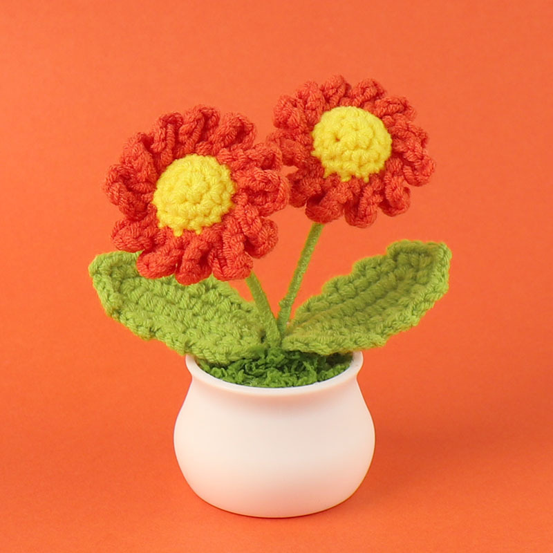 完成品クロスボーダーニットウールひまわり鉢植え造花研究デスクトップ装飾品卒業子供の日の小さなギフト|undefined