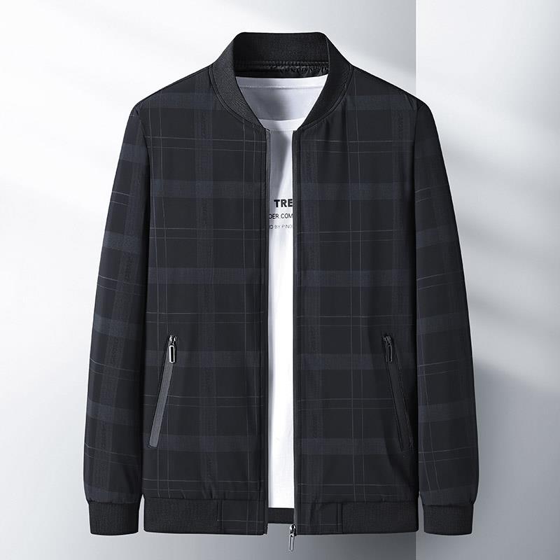 棒球領中老年人夾克衫春秋款中年男士外套秋季爸爸裝男裝秋裝上衣