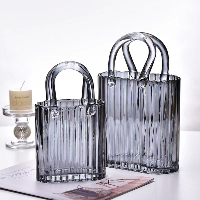 Nordic simple handbag glass vase ins style high value transparent…