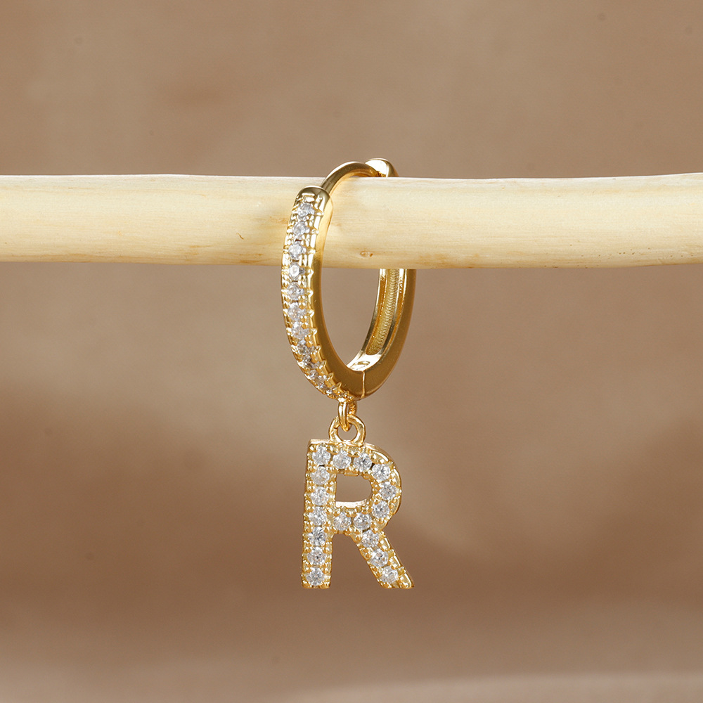 6g Weight Copper Ear Needle Material Zircon Inlay Material Charm Sleeper Hoop Earrings, Drop Earrings Classification 1 Piece Quantity Daily Occasion Copper Material Letter Pattern Unisex Gender Plating Design Casual Style 1 Piece Casual Letter Plating Copper Zircon Drop Earrings 38