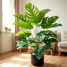 12头龟背竹跨境仿真植物盆栽室内客厅家居造景装饰龟背叶摆件北欧