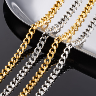 Double-sided golden chain stainless steel, necklace and bracelet hip-hop style, fashionable accessory, DIY