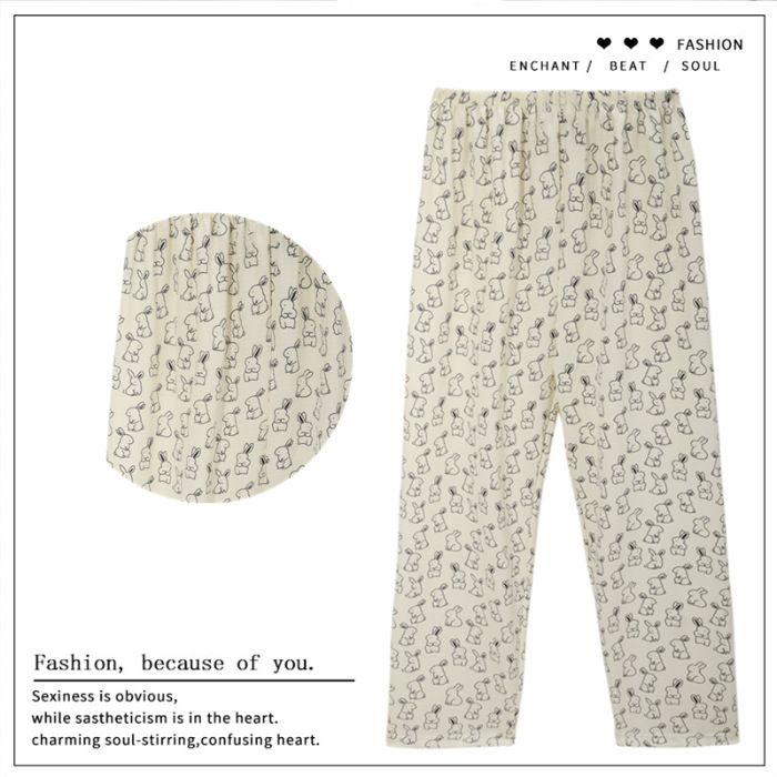 Pantalones de dibujos animados lindos pantalones de pijama elásticos de cintura estudiantil en casa pantalones largos de primavera y otoño de verano para mujeres pantalones casuales