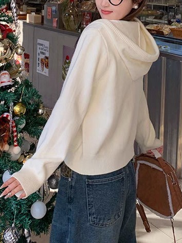 2025年新款黄色毛衣针织小外套开春穿搭上衣连帽卫衣开衫春秋女款|undefined