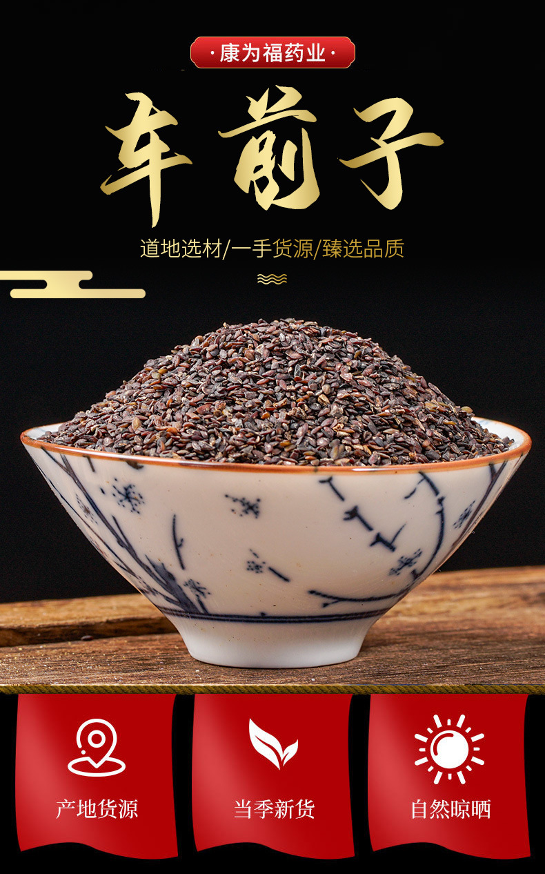Plantain Seed (Plantago asiatica) — Dried Che Qian Zi Herb, 500g overview