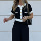 in stock 2024 autumn and winter new cross-border women's fashion commuter short sleeve short coat straight pants suit two-piece set
