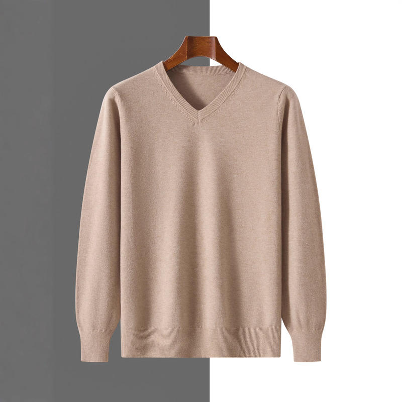 Fashionable Bottoming Knitwear Large Size Autumn and Winter New Andy Velvet Knitwear Men's V Neck Knitwear Business Casual Long Sleeves