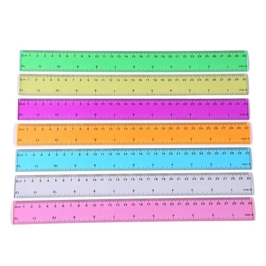 Красочная 30 см креативная канцелярская линейка пластиковая прозрачная красочная 7-цветная линейка спот экспорт