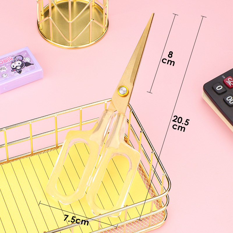 흰색 투명 손잡이 사무실 가위-큰 뾰족한 금 (카드 포장)