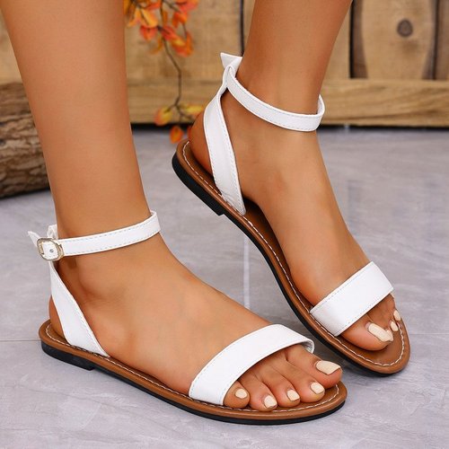 Women's Large Size Minimalist Sandals 2025 Spring Ankle-Cleavage Flat Roman Shoes Fashion Slides
