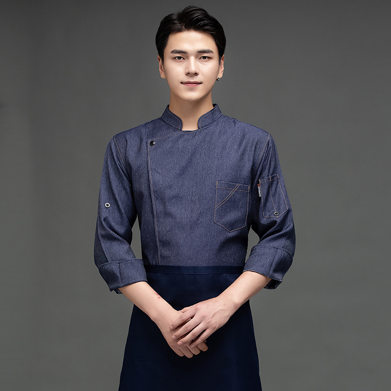 Chef ropa de trabajo de los hombres de manga larga ropa de otoño e invierno catering restaurante hornear panadería pastel ropa de chef occidental