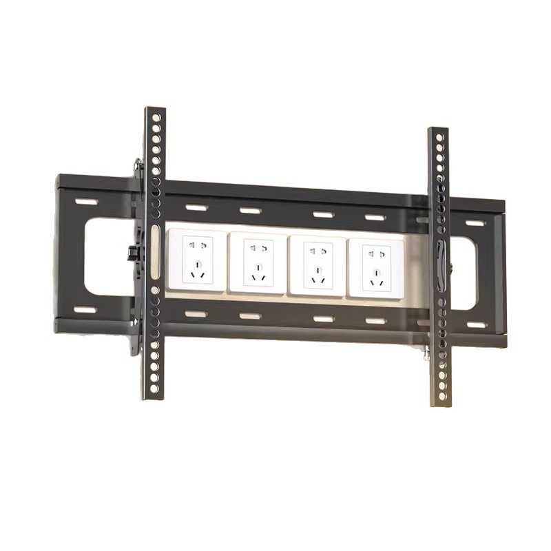 Soporte de pared universal para colgar televisión con refuerzo y espesor ajustable y ángulo de elevación para evitar el zócalo